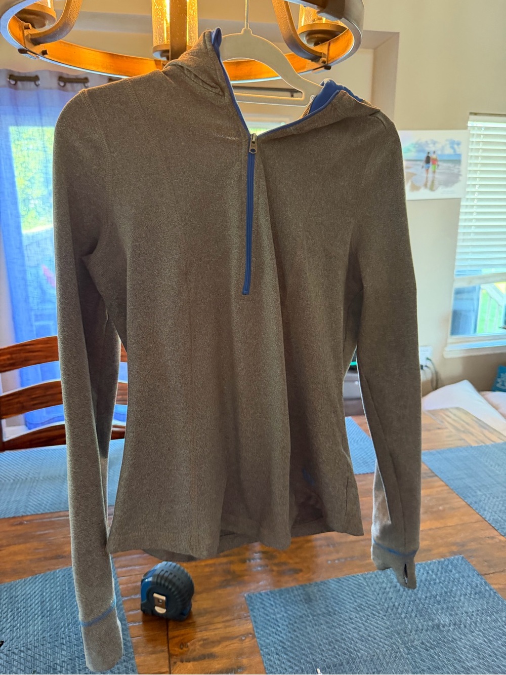 Abercrombie & Fitch Grey Hoodie with Blue Trim